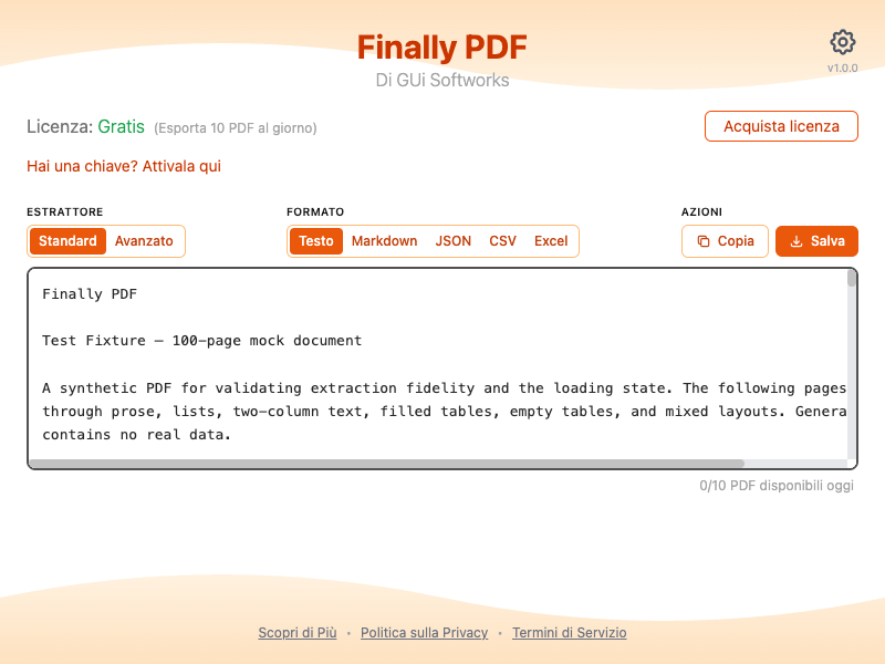 Screenshot del popup dell'estensione
